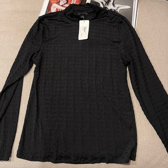 New Evereve Sanctuary Textured Mock Neck Top In Black Size XL - Picture 7 of 16